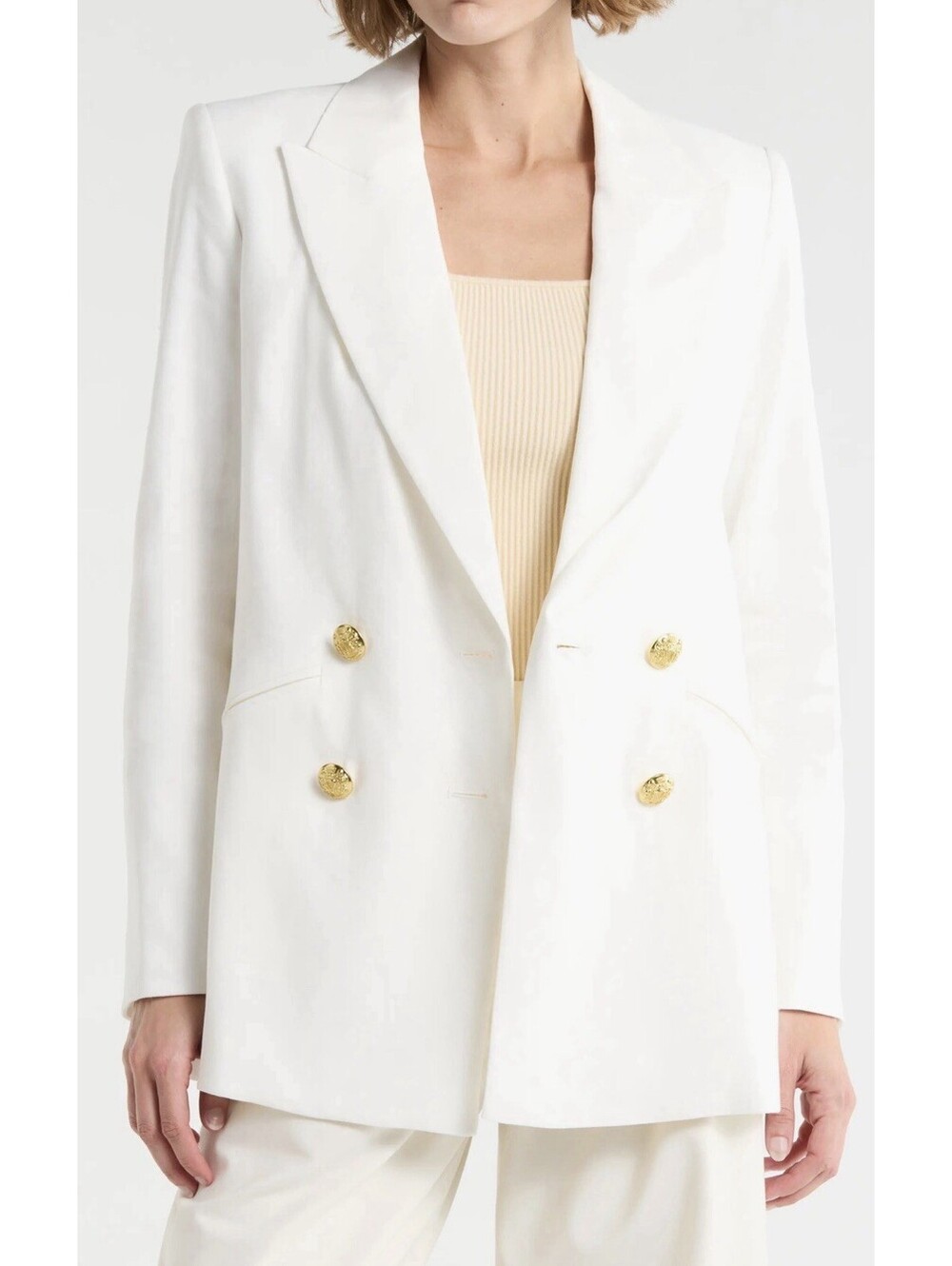New Veronica Beard Dale Linen Blend Dickey Jacket In Off White Size 8 $695